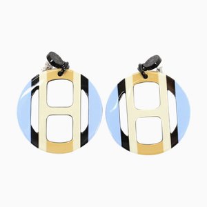 Pendientes Hermes H Equipe Buffalo Horn Moda Mujer T4672-S, Juego de 2