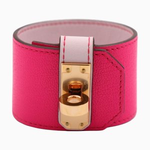 HERMES Kelly Twist GM Bracelet Size T2 Vaux Swift Rose Pop Pink Gold Hardware U Engraved