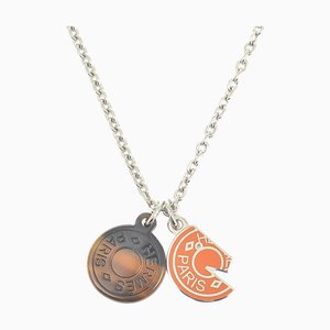 HERMES carrousel necklace silver orange