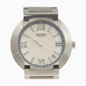 HERMES Nomad Watch NO1.710 Stainless Steel Swiss Made Silver Quartz Analog Display White Dial Men's