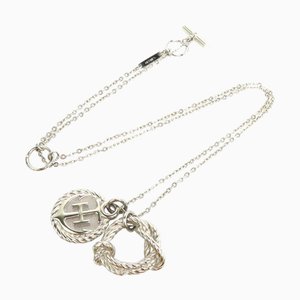HERMES Necklace Cortage Rope Metal Silver Unisex