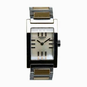 HERMES Tandem Watch TA1.220 Quartz White Shell Dial Stainless Steel Ladies