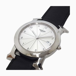 HERMES Herrenuhr H Rondo HR1.710 Quartz J Graviertes Silbernes Zifferblatt Finish