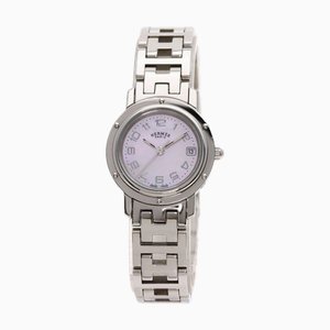 HERMES CL4.210 Clipper Madreperla New Buckle Watch Stainless Steel/SS Ladies