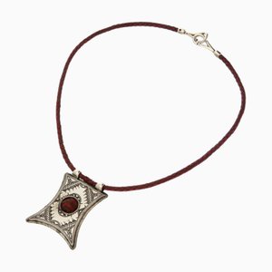 HERMES Tuareg Leather Silver Necklace