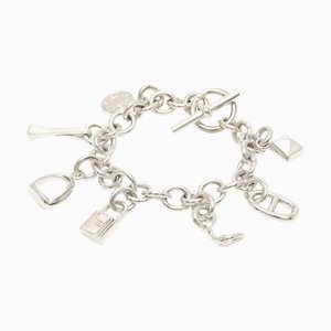 HERMES Amulett 7 Armband Serie Cadena Medor Chaine d'Ancle Horsebit Etrier SV925 Ag925 Silber