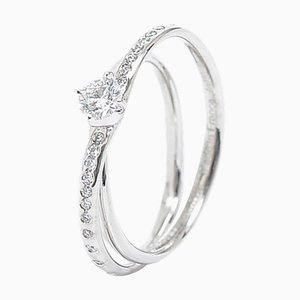 Anillo HERMES Vertige Cool Diamante 0.30ct K18WG # 50