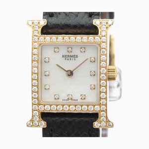 HERMESPolished H Watch Mini Diamond 18K Pink Gold Ladies Watch HH1.171 BF563408