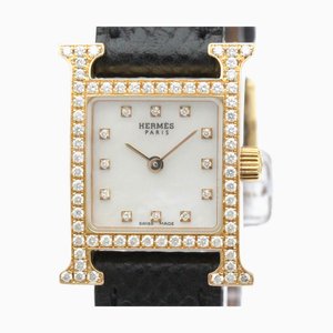 HERMESPolished H Watch Mini Diamond 18K Roségold Damenuhr HH1.171 BF563408