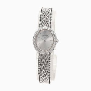LONGINES L7.361.7 Reloj de diamantes con cara ovalada K18 Oro blanco / K18WG / Diamante para mujer