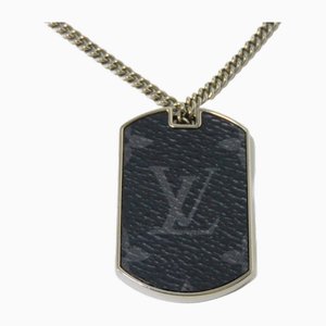 Collar con medallón LV con placa de Collier en negro y gris con monograma Eclipse Noir de Louis Vuitton