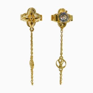 Petit Louis Bouquet De Reuil Lv Circle Strass Gp Gold Monogram Flower Clear Earrings by Louis Vuitton, Set of 2