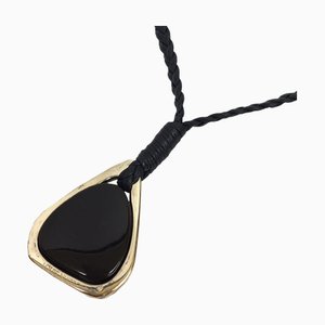 LOUIS VUITTON Collana MP1968 Ciondolo in pelle x argento 925 marrone champagne oro