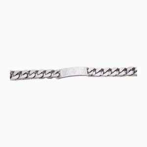 Bracciale unisex in metallo argentato a catena con monogramma di Louis Vuitton