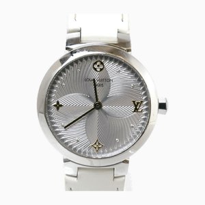 Schmale Tambour Armbanduhr in Metallic-Optik von Louis Vuitton