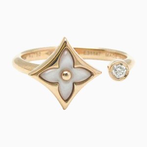 LOUIS VUITTON Anillo Star Blossom Mini [Oro rosa X Madreperla blanca X Diamante] Q9S80A Oro rosa [18K] Diamante de moda, Anillo de concha de quilates / 0.04 Oro rosa