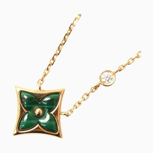 LOUIS VUITTON K18PG Collar con colgante de flor de estrella en oro rosa Q93894 Malaquita de diamante 3.7g 40cm Señoras