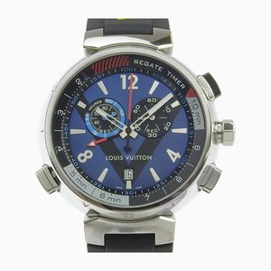 Marineblaue Tambour Regatta Armbanduhr von Louis Vuitton