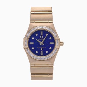 OMEGA Constellation Bucket Bezel 12P Diamond 1931.62.00 Montre Femme YG Quartz Lapis Lazuli Cadran