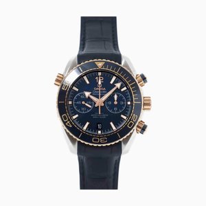 OMEGA Seamaster Planet Ocean 600m Combi 215 23 46 51 03 001 Chronograph Herrenuhr Datum Blaues Zifferblatt K18PG Zurück Skelett Automatikaufzug