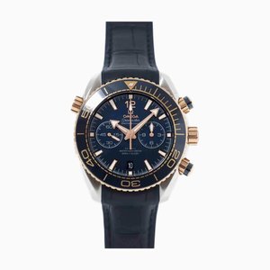 OMEGA Seamaster Planet Ocean 600m Combi 215 23 46 51 03 001 Chronograph Men's Watch Date Blue Dial K18PG Back Skeleton Automatic Winding