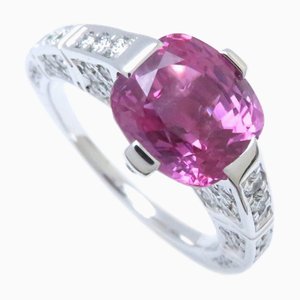 PIAGET Anillo de zafiro rosa K18WG # 54 4.68ct Diamante Oro blanco 198059