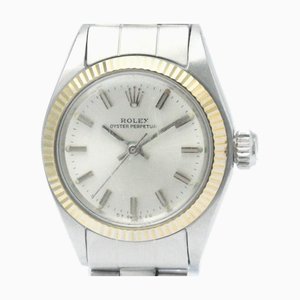 ROLEXVintage Oyster Perpetual 6719 White Gold Steel Ladies Watch BF565449