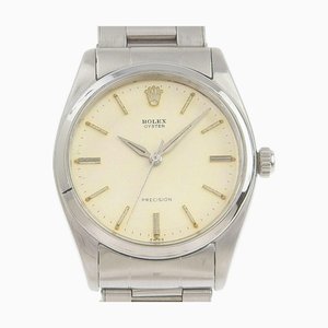 ROLEX Big Oyster Precision Rivet Bracelet cal.1210 6424 Stainless Steel Silver Manual Winding Men's White Dial Watch