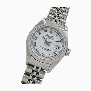 Reloj ROLEX Datejust 79174 F para mujer de cuerda automática AT acero inoxidable SS WG plateado blanco pulido