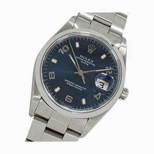 ROLEX Oyster Perpetual Date 15200 U Nummer Uhr Herren Automatikaufzug AT silber blau poliert