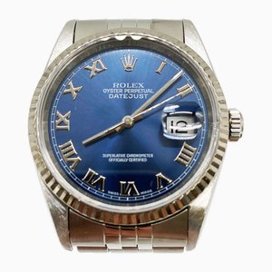 Datejust Watch in Silver & Blue Navy from Rolex