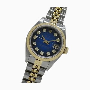 ROLEX Datejust 69173G número U reloj para mujer 10P diamante azul gradación cuerda automática AT acero inoxidable SS oro YG combinación pulida