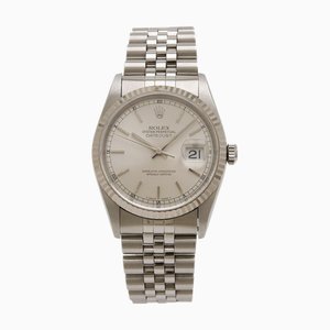 ROLEX Datejust Silver Dial K18WG Bezel SS P Number Men's AT Automatic Watch 16234