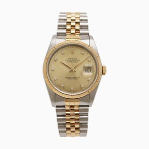 ROLEX Datejust 10P Diamond Date Champagne Dial SS/YG R Number Men's AT Automatic Watch 16233G