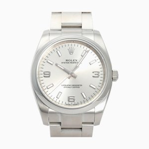 ROLEX Oyster Perpetual 114200 argento 369 quadrante arabo orologio da uomo