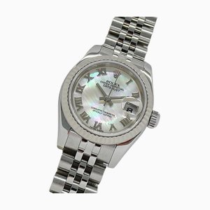 ROLEX Datejust 179174NR D watch ladies shell automatic winding AT stainless steel SS white gold WG silver polished