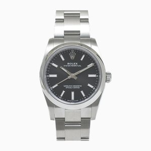 Oyster Perpetual Uhr mit schwarzem Zifferblatt von Rolex