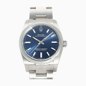 ROLEX Oyster Perpetual 34 124200 Armbanduhr mit leuchtend blauem Zifferblatt