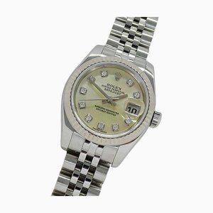 ROLEX Datejust 179174NG D watch ladies yellow shell 10P diamond automatic winding AT stainless steel SS white gold WG silver polished