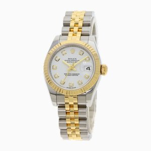 Reloj para mujer Datejust 10P de acero inoxidable y diamantes de Rolex