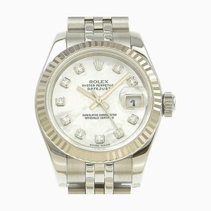 ROLEX Datejust Montre Automatique Femme Cadran Blanc Shell 8P Diamant 179174G Numéro V