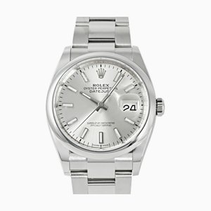 ROLEX Datejust 36 126200 Armbanduhr mit silbernem Bar-Zifferblatt für Herren