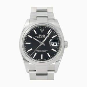 ROLEX Datejust 36 126200 Armbanduhr mit schwarzem Zifferblatt für Herren