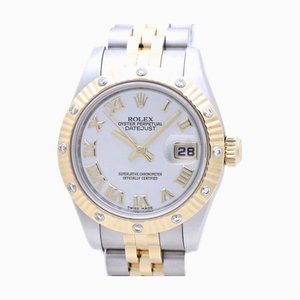 ROLEX Datejust 179313NR Bezel 12P Diamond White Shell Roman K18YG Yellow Gold x Stainless Steel Ladies 39289