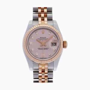 ROLEX Datejust 10P Diamond 179171G Reloj PG / SS para mujer automático con esfera rosa