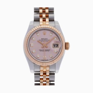 ROLEX Datejust 10P Diamond 179171G Women's PG/SS Watch Automatic Pink Dial