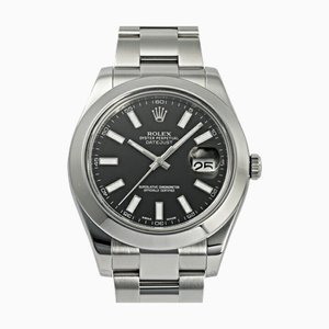 ROLEX Datejust II 116300 Black/Bar Dial Watch Men's