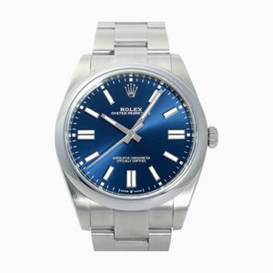 ROLEX Oyster Perpetual 41 124300 Armbanduhr mit blauem Zifferblatt für Herren