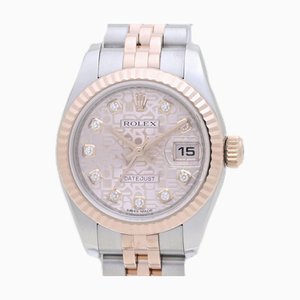 ROLEX Datejust 179171G 10P Diamond K18PG Pink Gold x Stainless Steel Ladies 39295