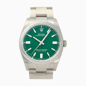 ROLEX Oyster Perpetual 36 126000 Grüne Armbanduhr mit Bar-Zifferblatt für Herren